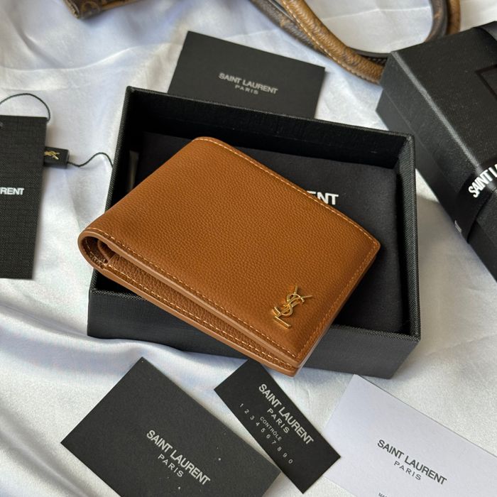 YSL 二つ折り財布 カーフレザー メンズ 11×9.5×2.5cm