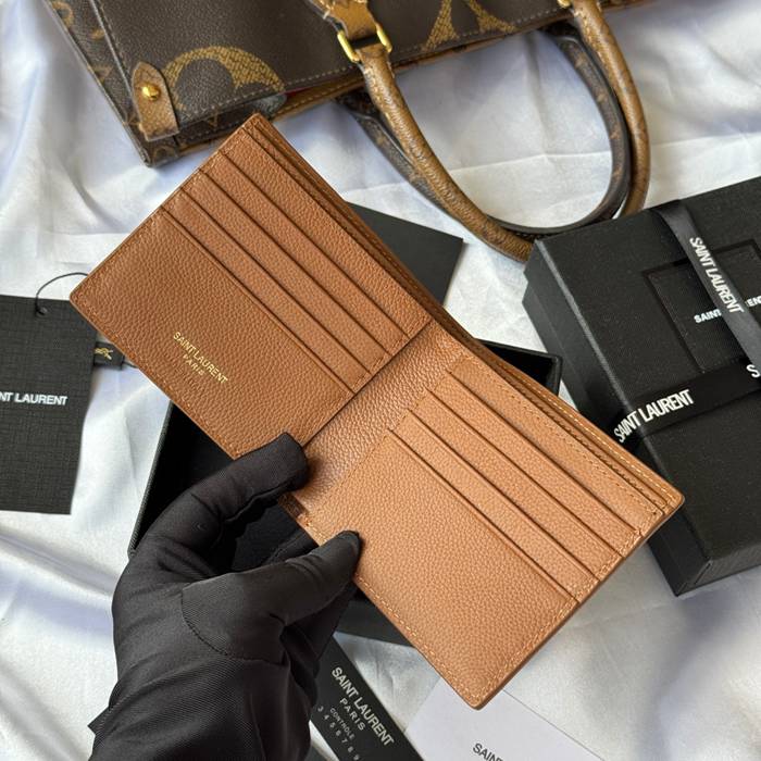 YSL 二つ折り財布 カーフレザー メンズ 11×9.5×2.5cm