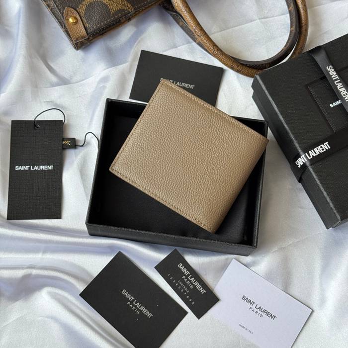 YSL 二つ折り財布 カーフレザー メンズ 11×9.5×2.5cm