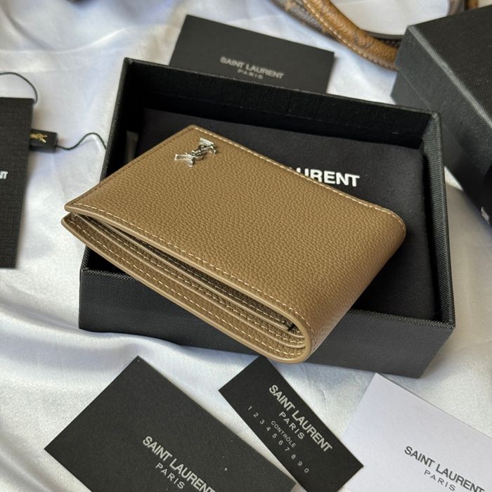 YSL 二つ折り財布 カーフレザー メンズ 11×9.5×2.5cm