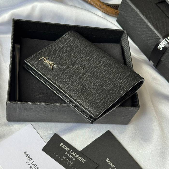 YSL 二つ折り財布 カーフレザー メンズ 9×11.5×2cm