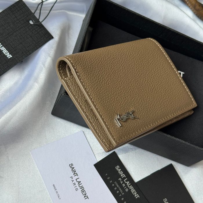 YSL 二つ折り財布 カーフレザー メンズ 9×11.5×2cm