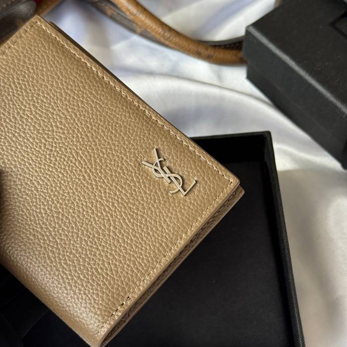 YSL 二つ折り財布 カーフレザー メンズ 9×11.5×2cm