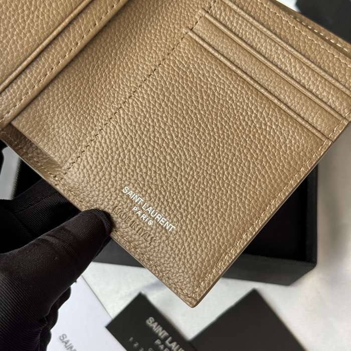 YSL 二つ折り財布 カーフレザー メンズ 9×11.5×2cm