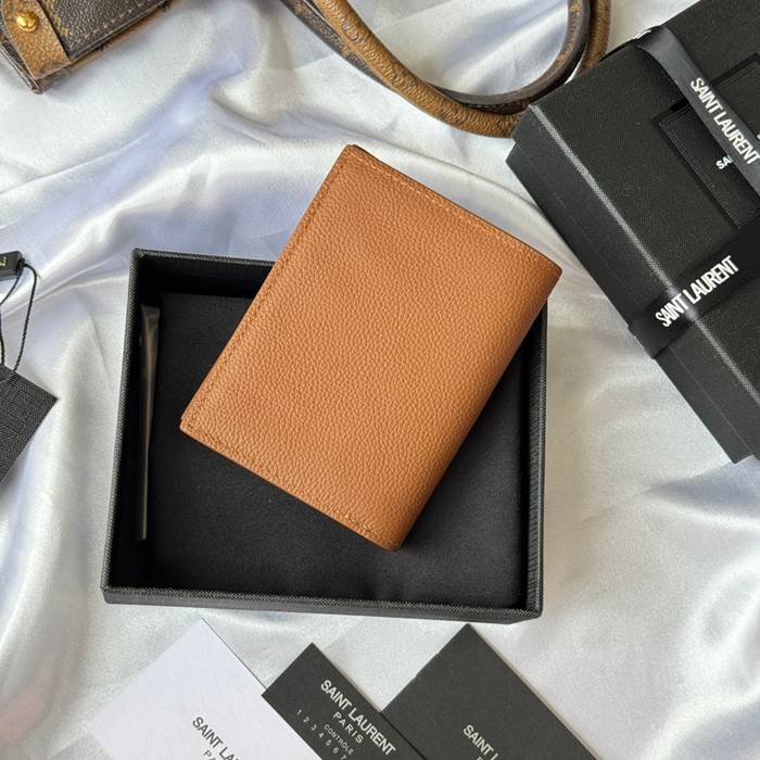 YSL 二つ折り財布 カーフレザー メンズ 9×11.5×2cm