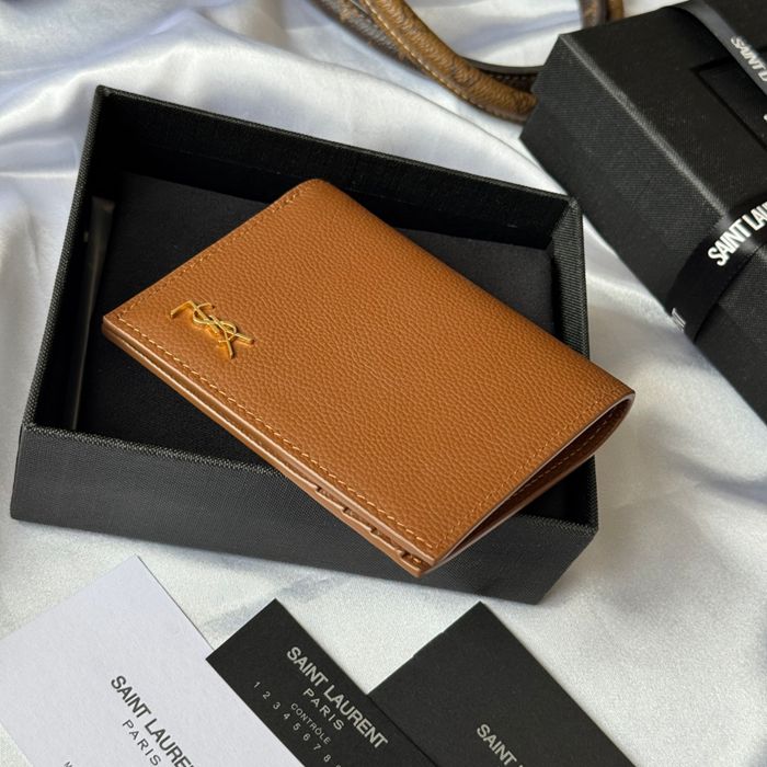 YSL 二つ折り財布 カーフレザー メンズ 9×11.5×2cm