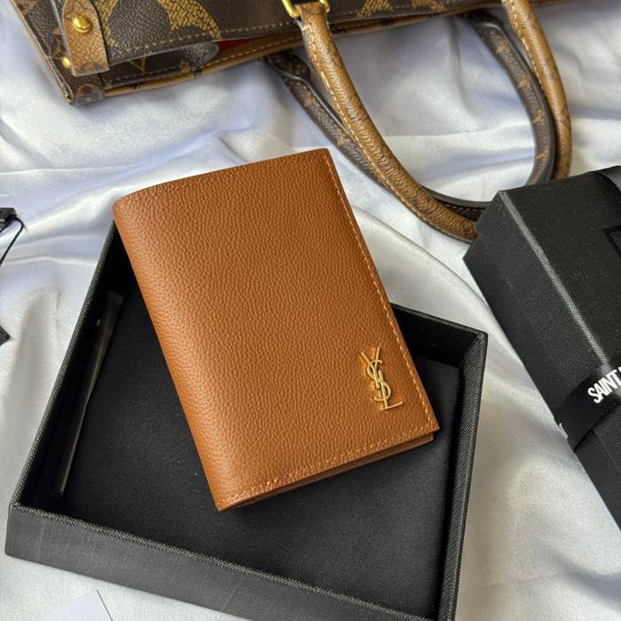 YSL 二つ折り財布 カーフレザー メンズ 9×11.5×2cm