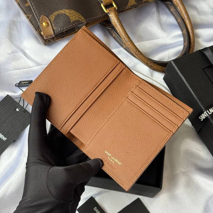 YSL 二つ折り財布 カーフレザー メンズ 9×11.5×2cm