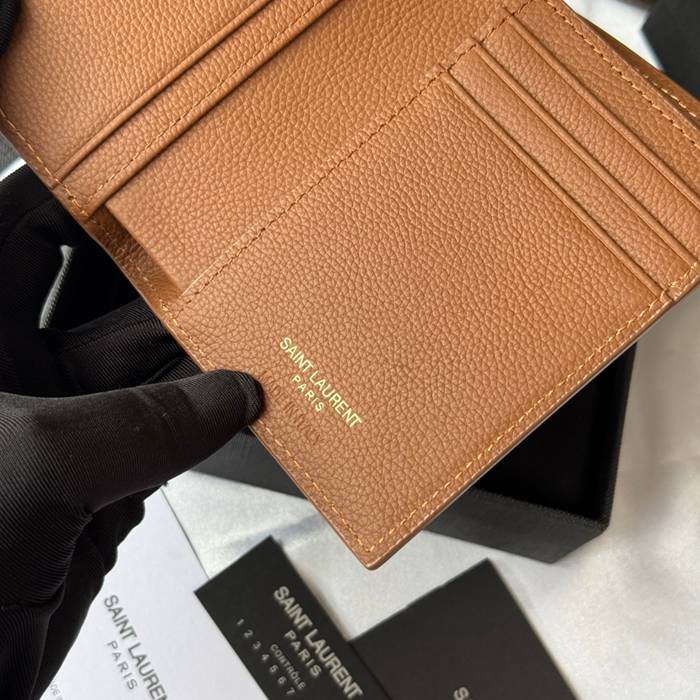 YSL 二つ折り財布 カーフレザー メンズ 9×11.5×2cm