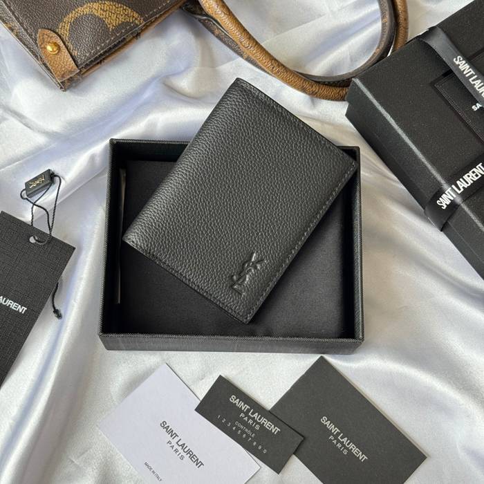 YSL 二つ折り財布 カーフレザー メンズ 9×11.5×2cm YSL 二つ折り財布 カーフレザー メンズ 9×11.5×2cm
