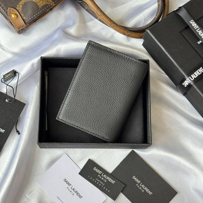 YSL 二つ折り財布 カーフレザー メンズ 9×11.5×2cm