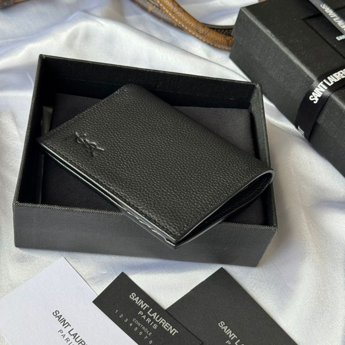 YSL 二つ折り財布 カーフレザー メンズ 9×11.5×2cm