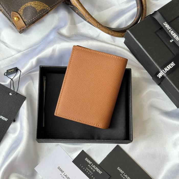 YSL 二つ折り財布 カーフレザー メンズ 9×11.5×2cm