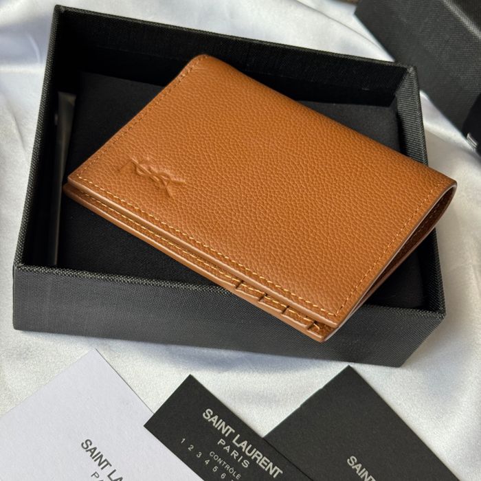 YSL 二つ折り財布 カーフレザー メンズ 9×11.5×2cm