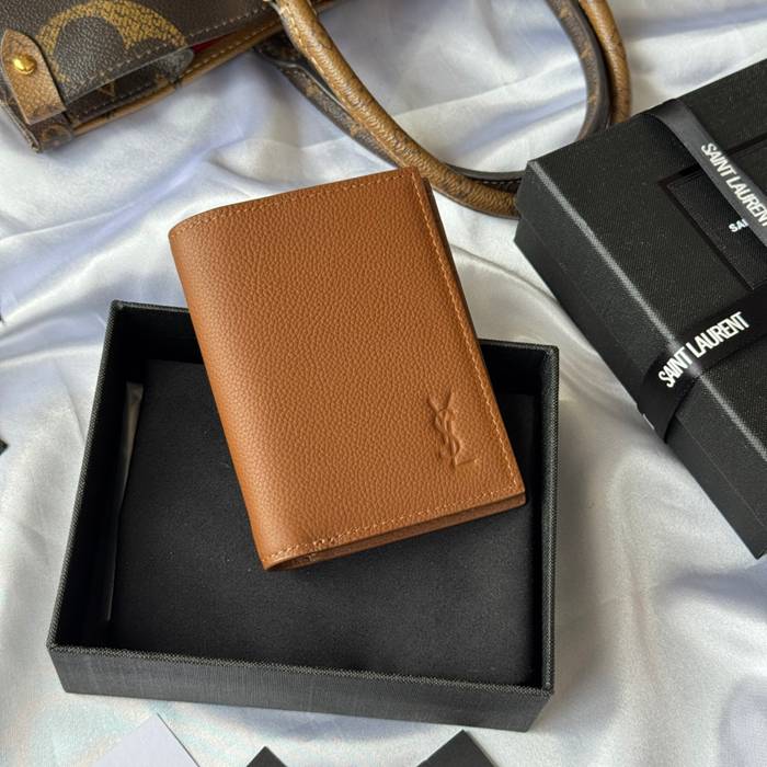 YSL 二つ折り財布 カーフレザー メンズ 9×11.5×2cm