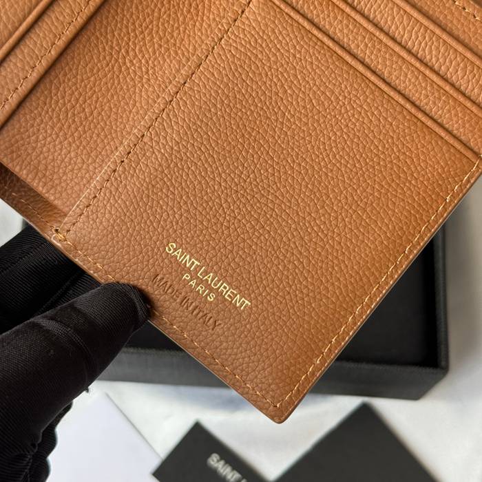 YSL 二つ折り財布 カーフレザー メンズ 9×11.5×2cm