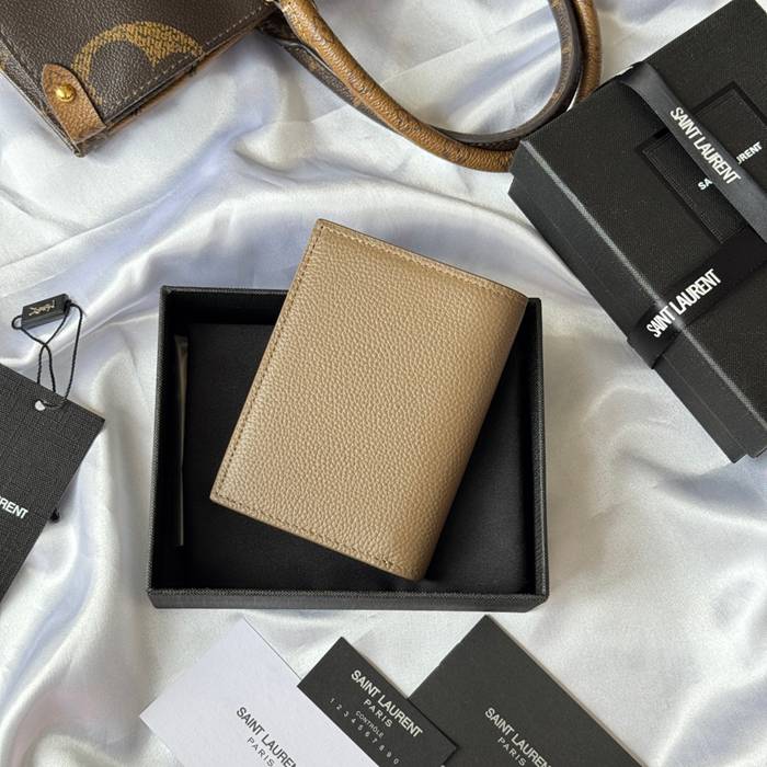 YSL 二つ折り財布 カーフレザー メンズ 9×11.5×2cm