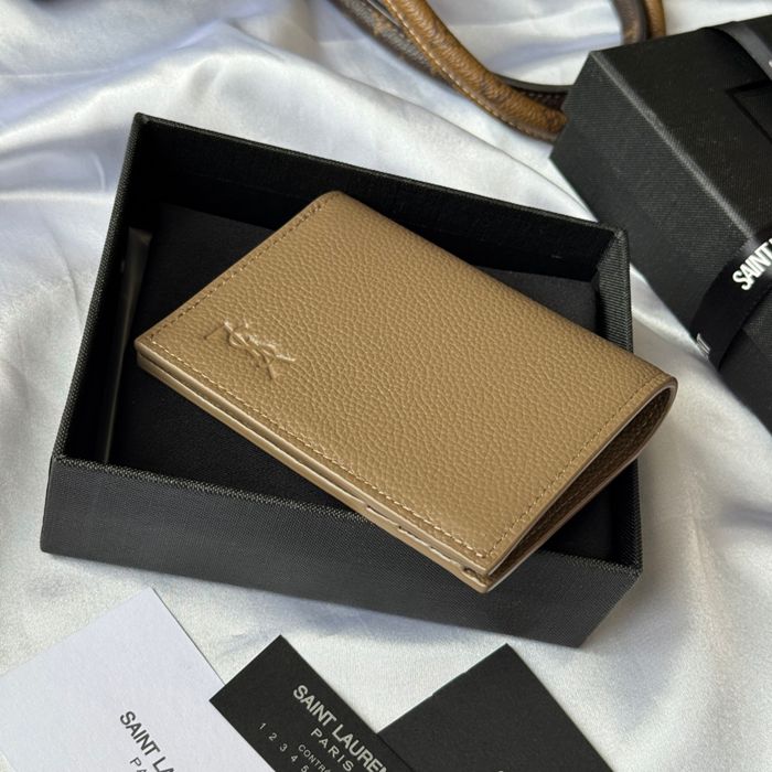 YSL 二つ折り財布 カーフレザー メンズ 9×11.5×2cm