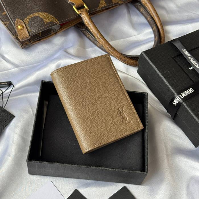 YSL 二つ折り財布 カーフレザー メンズ 9×11.5×2cm