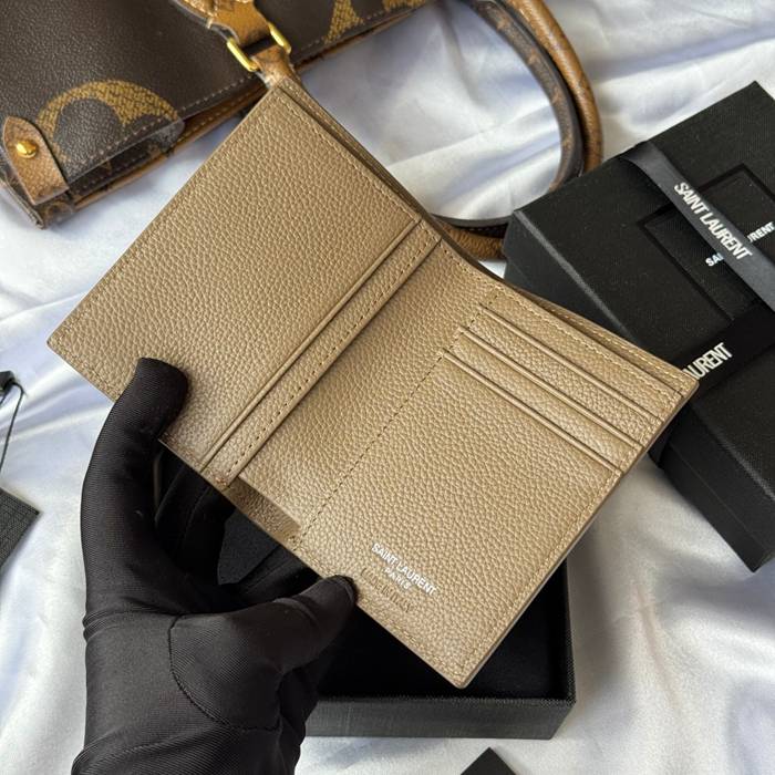 YSL 二つ折り財布 カーフレザー メンズ 9×11.5×2cm