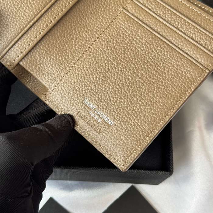 YSL 二つ折り財布 カーフレザー メンズ 9×11.5×2cm