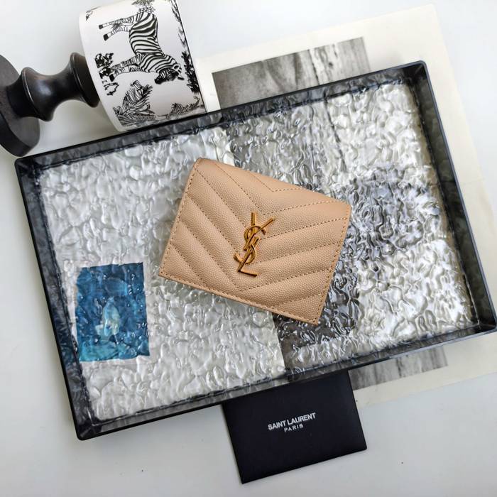 YSL 二つ折り財布 カーフレザー メンズ 11×9.5×2.5cm