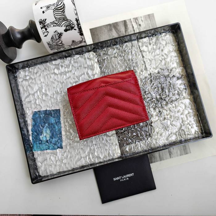 YSL 二つ折り財布 カーフレザー メンズ 11×9.5×2.5cm
