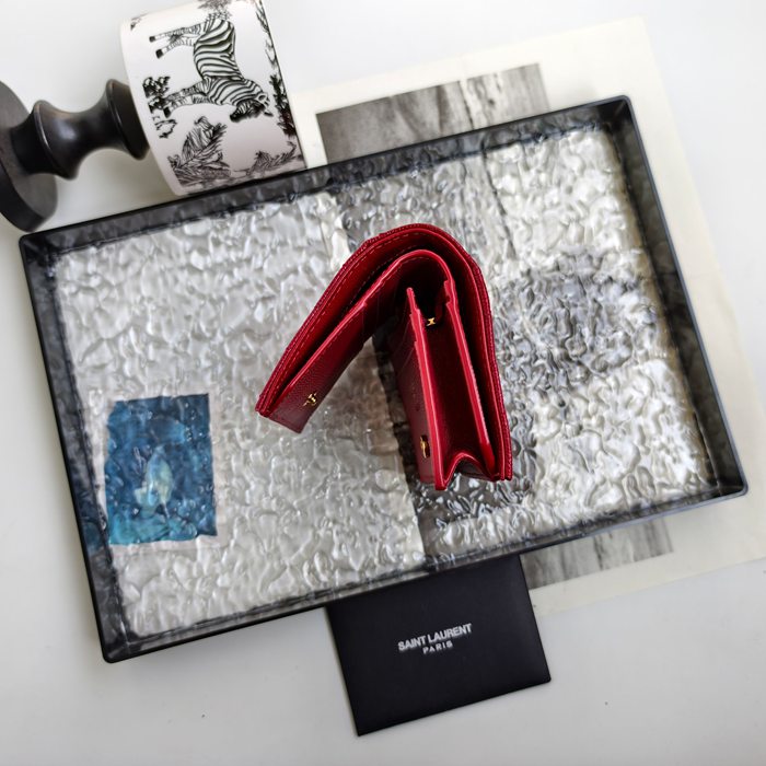 YSL 二つ折り財布 カーフレザー メンズ 11×9.5×2.5cm
