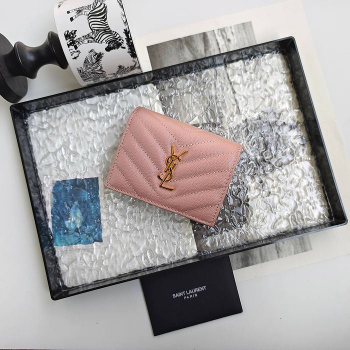 YSL 二つ折り財布 カーフレザー メンズ 11×9.5×2.5cm