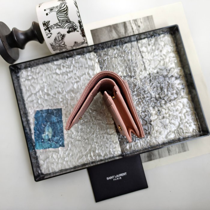 YSL 二つ折り財布 カーフレザー メンズ 11×9.5×2.5cm