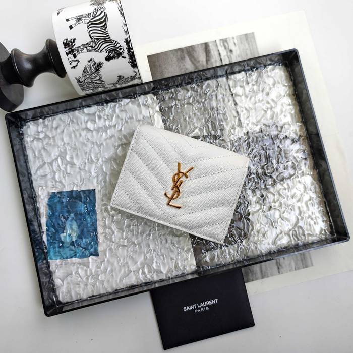 YSL 二つ折り財布 カーフレザー メンズ 11×9.5×2.5cm