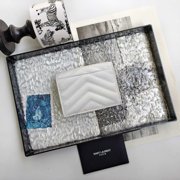 YSL 二つ折り財布 カーフレザー メンズ 11×9.5×2.5cm