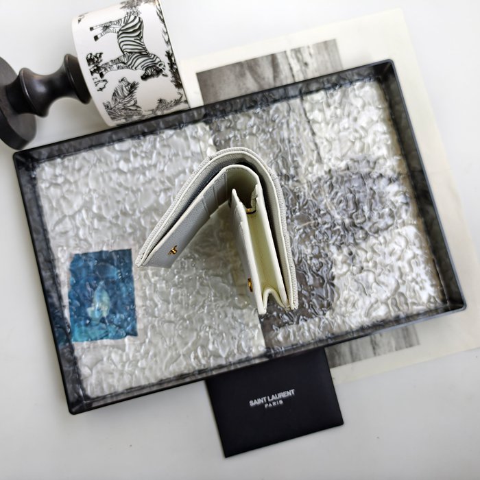 YSL 二つ折り財布 カーフレザー メンズ 11×9.5×2.5cm