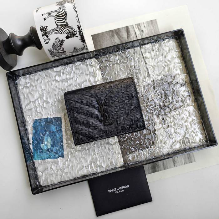 YSL 二つ折り財布 カーフレザー メンズ 11×9.5×2.5cm YSL 二つ折り財布 カーフレザー メンズ 11×9.5×2.5cm