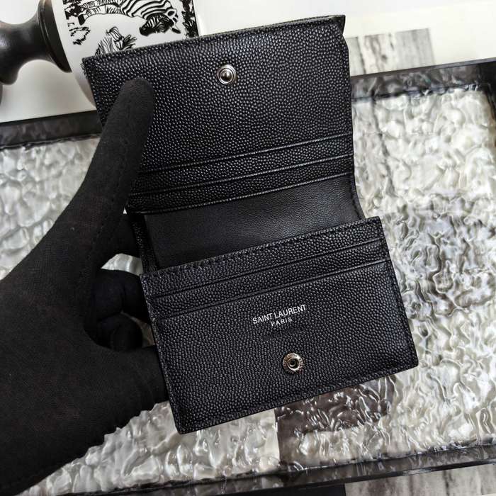 YSL 二つ折り財布 カーフレザー メンズ 11×9.5×2.5cm