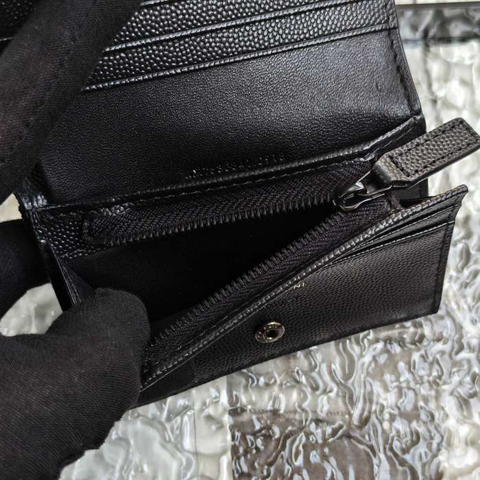 YSL 二つ折り財布 カーフレザー メンズ 11×9.5×2.5cm