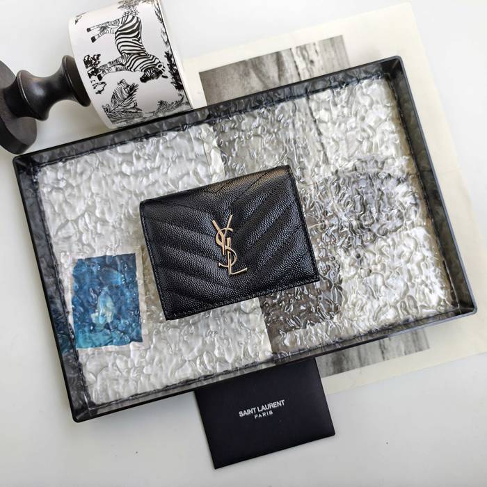 YSL 二つ折り財布 カーフレザー メンズ 11×9.5×2.5cm YSL 二つ折り財布 カーフレザー メンズ 11×9.5×2.5cm