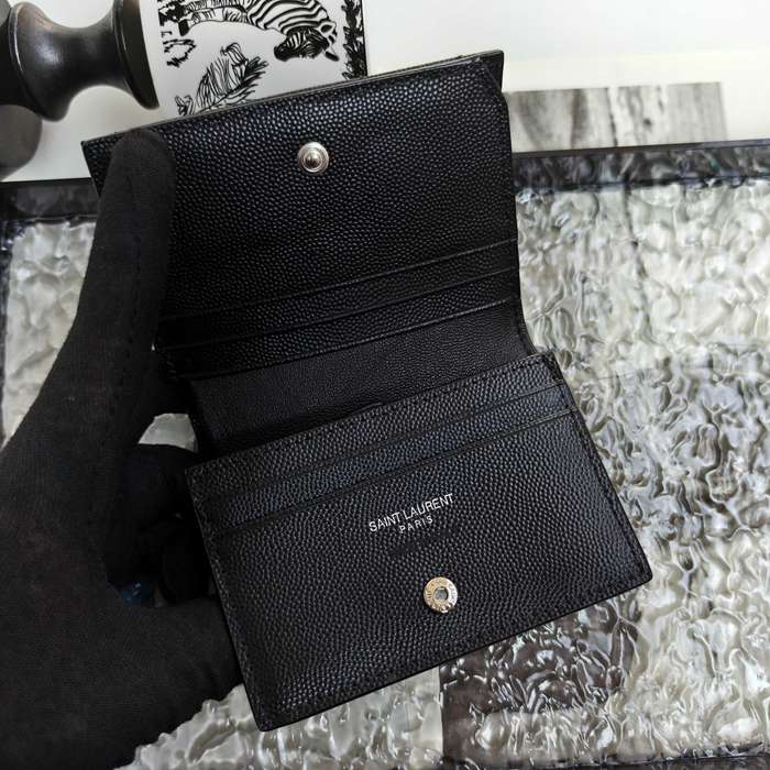 YSL 二つ折り財布 カーフレザー メンズ 11×9.5×2.5cm