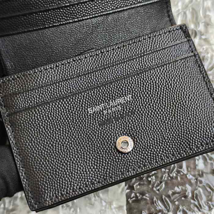 YSL 二つ折り財布 カーフレザー メンズ 11×9.5×2.5cm