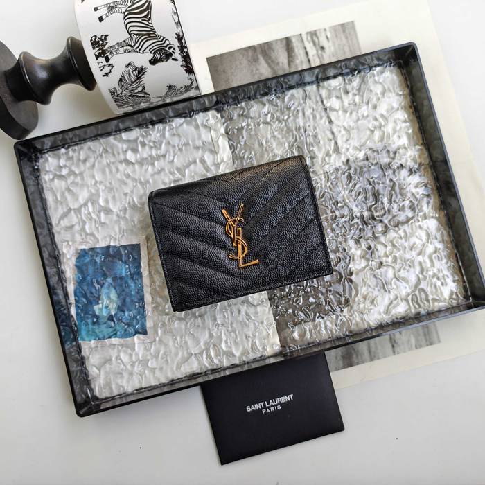 YSL 二つ折り財布 カーフレザー メンズ 11×9.5×2.5cm YSL 二つ折り財布 カーフレザー メンズ 11×9.5×2.5cm