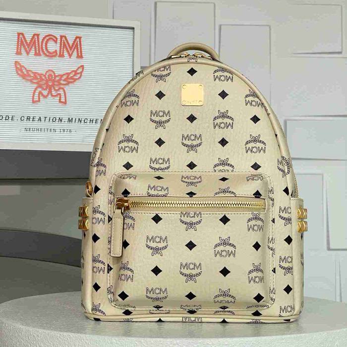 MCM スタイル ビゼトス スターク スモール リュック ベージュ サイズ：33×13×26cm