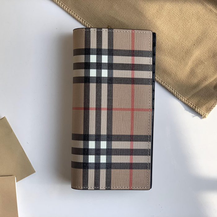 BURBERRY 80166131 ヴィンテージチェック 二つ折り長財布 黒革トリム サイズ:19x10x2.5cm