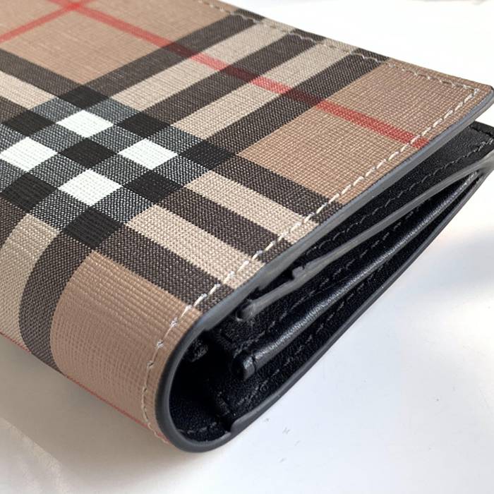 BURBERRY 80166131 ヴィンテージチェック 二つ折り長財布 黒革トリム サイズ:19x10x2.5cm
