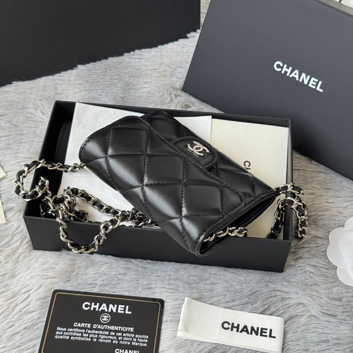 CHANEL 0238 SS19 チェーン付きカードケース ラム革 サイズ:12.5x8.5x2.5cm