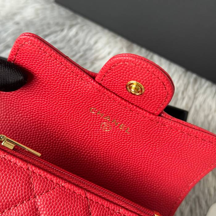 CHANEL 0219 CFカードケース カヴィア粒革 サイズ:11x8.5cm