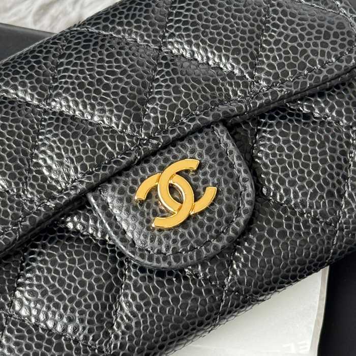 CHANEL 0219 CFカードケース カヴィア粒革 サイズ:11x8.5cm