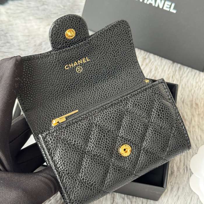 CHANEL 0219 CFカードケース カヴィア粒革 サイズ:11x8.5cm