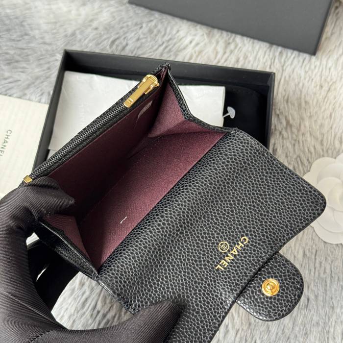 CHANEL 0219 CFカードケース カヴィア粒革 サイズ:11x8.5cm