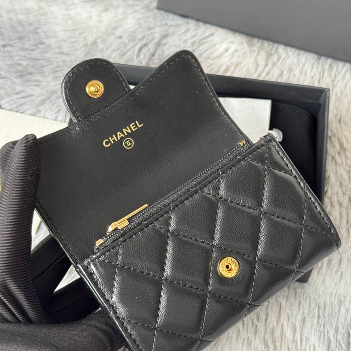 CHANEL 0219 CFカードケース カヴィア粒革 サイズ:11x8.5cm