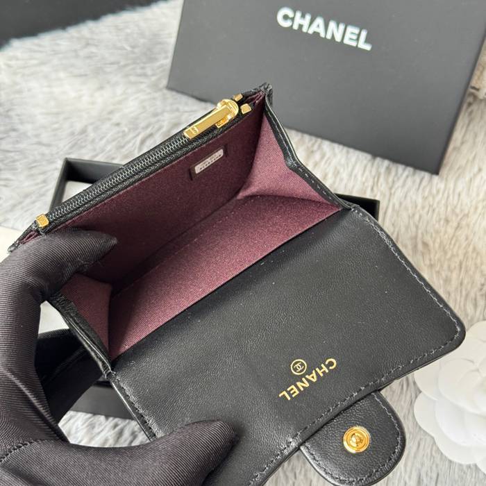 CHANEL 0219 CFカードケース カヴィア粒革 サイズ:11x8.5cm